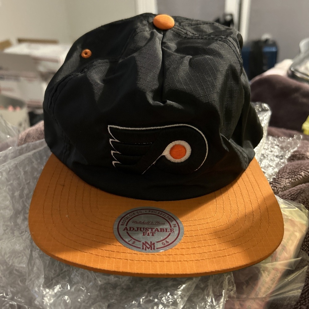 Philadelphia Flyers Mitchell & Ness NHL Adjustable Hat Cap 3D Logo Black Nylon